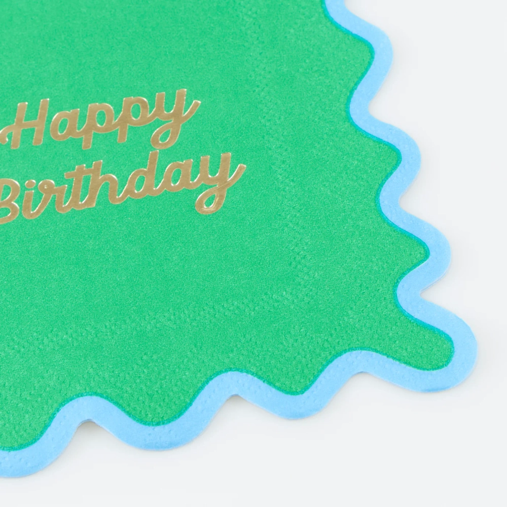 Салфетки маленькие с волнистым краем "С Днем Рождения" [Happy Birthday] 16 шт. (12,7 x 12,7 см)
