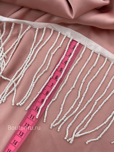 Бахрома из стекляруса и бисера белая 10,5 см