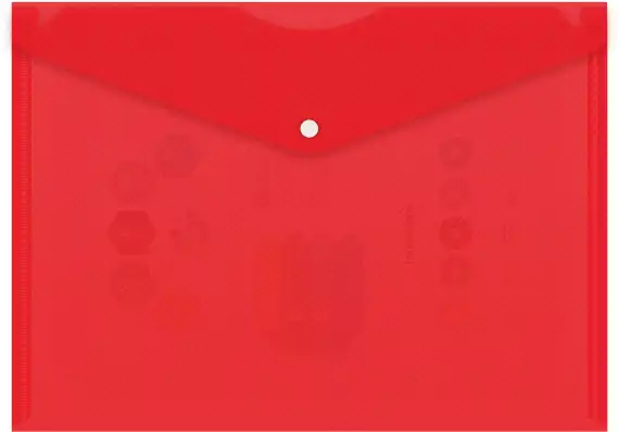 Конверт на кнопке Бюрократ DeLuxe DL801RED/1 A4 пластик 0.18мм красный
