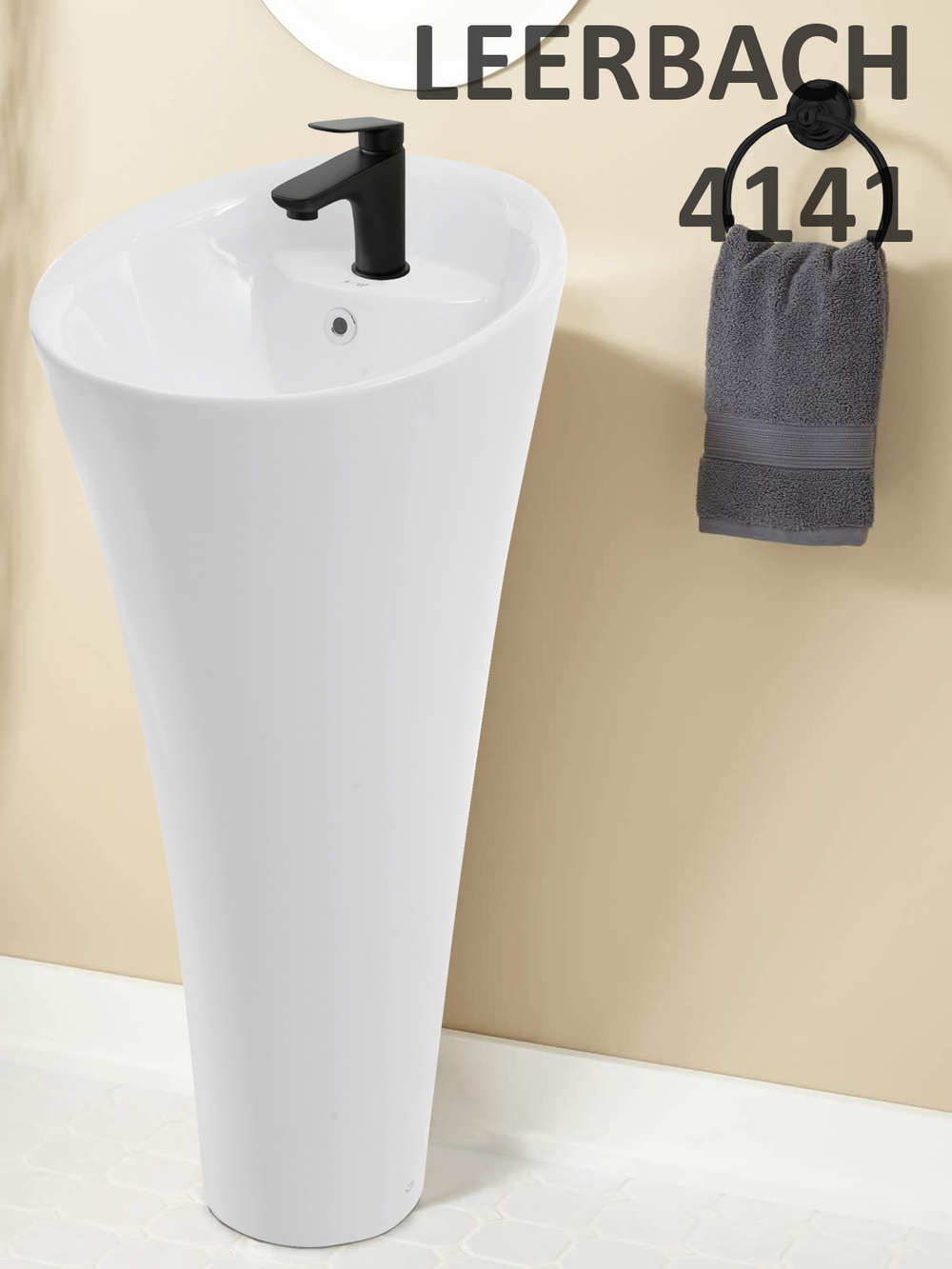 Раковина напольная  WeltWasser WW LEERBACH 4141 GL-WT 410х410х920