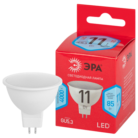 Лампа светодиодная ЭРА RED LINE LED MR16-11W-840-GU5.3 R 11Вт софит нейтральный белый свет GU5.3