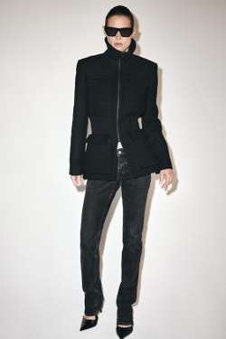 ZARA КУРТКА С ПОДПЛЕЧНИКАМИ И ШЕРСТЬЮ — ZW COLLECTION, ЧЕРНЫЙ