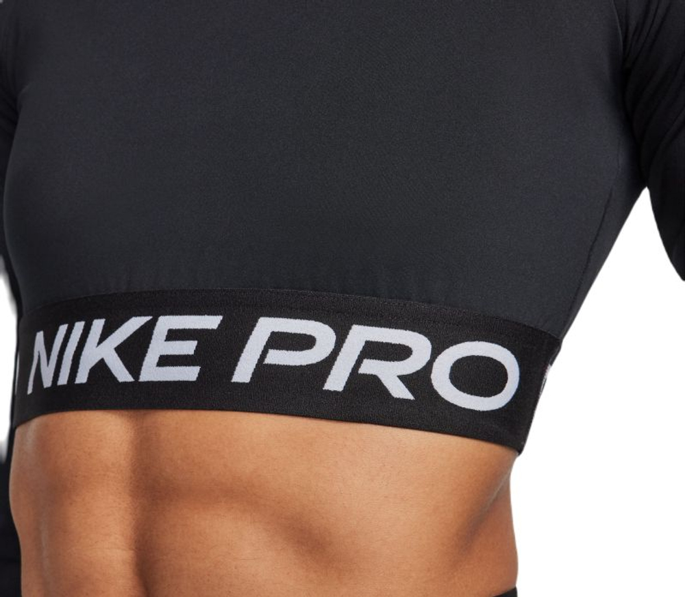 Женская теннисная футболка   Nike Pro 365 Dri-Fit Cropped Long-Sleeve Top - black/white