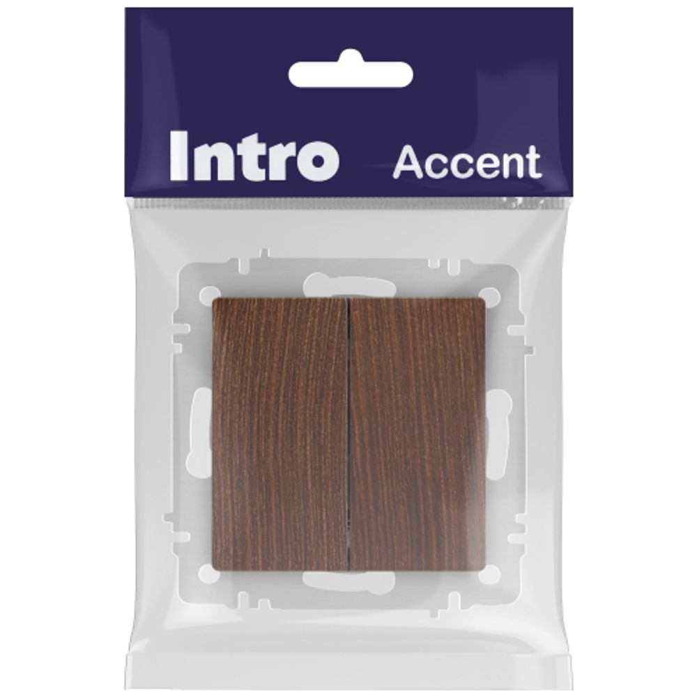 Переключатель Intro Accent 6-107-10 двойной, 10А-250В, IP20, СУ, AL/CU, венге | Intro