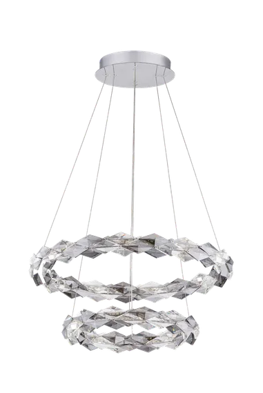 Люстра подвесная светодиодная NewRgy 7278-6+4 CHROME+FINISH+CLEAR/SMOKY CRISTALL, 34 Вт, хромированная и дымчатая