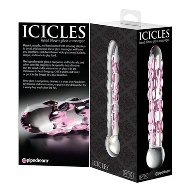 Стеклянный фаллоимитатор Icicles №7 - 17,8 см. (Цвет: прозрачный)