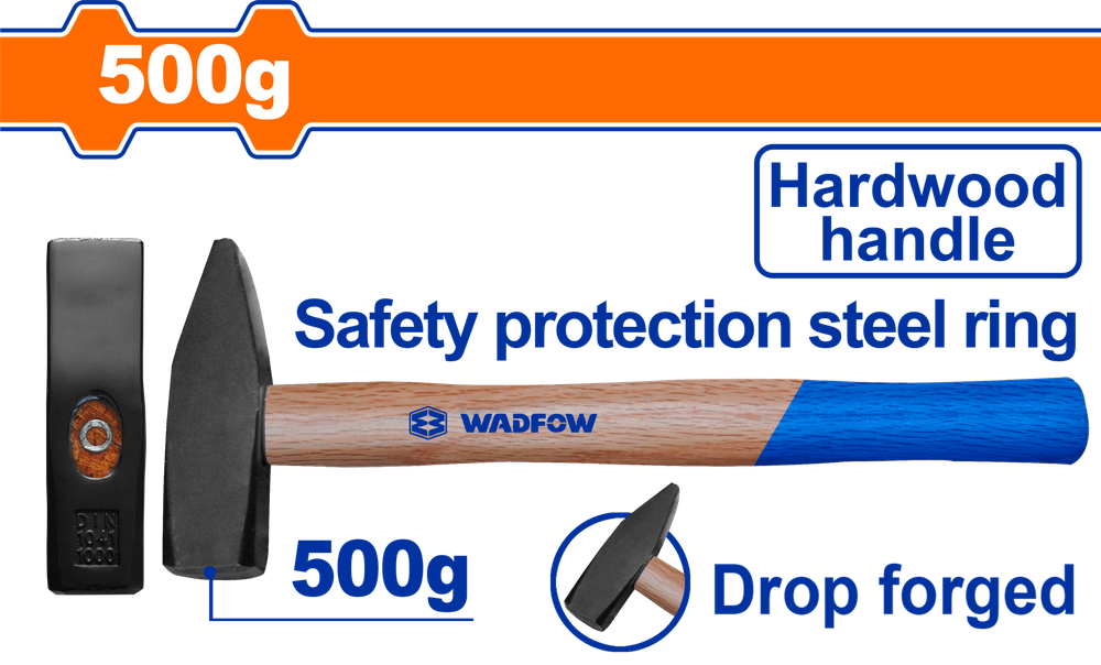 Молоток слесарный с деревянной ручкой WADFOW WMB1305 500 г