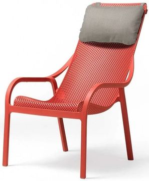 Лаунж-кресло пластиковое с подушкой Net Lounge Nardi цвет коралловый/серый