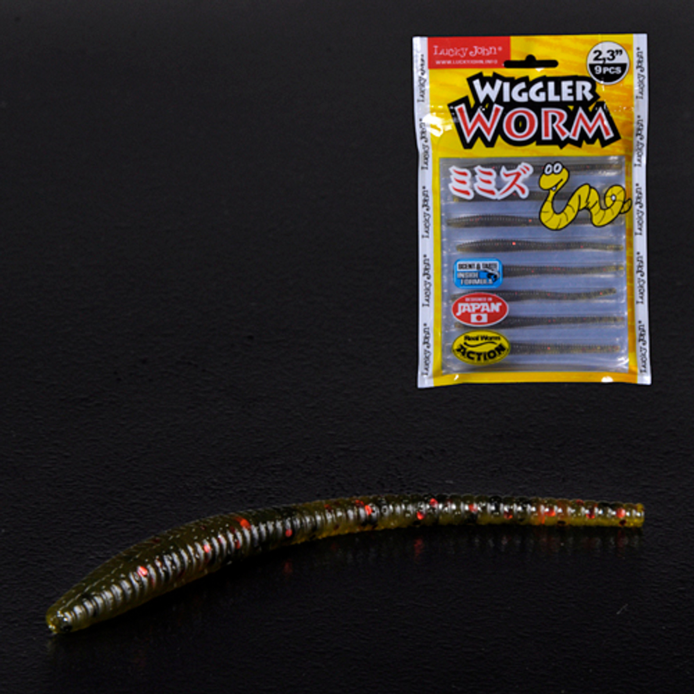 Слаги съедобные Lucky John Pro Series WIGGLER WORM 2.3" (58.4мм/9шт)