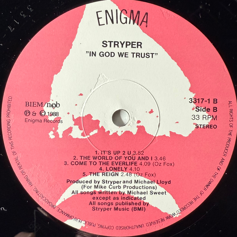 Stryper ‎– In God We Trust (Скандинавия 1988г.)