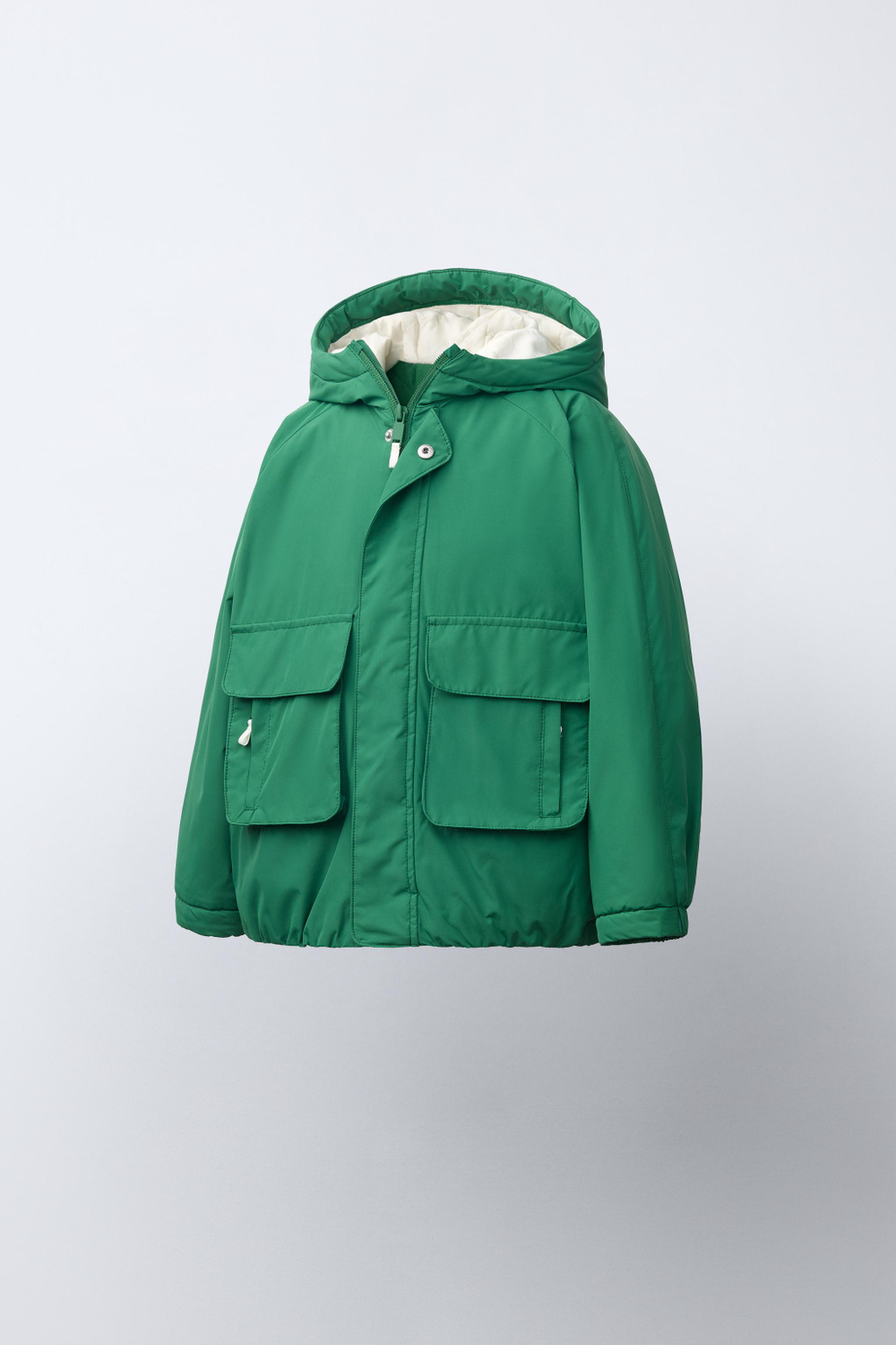 ZARA ПАРКА WATER REPELLENT С КОНТРАСТНЫМИ ДЕТАЛЯМИ, ЗЕЛЕНЫЙ