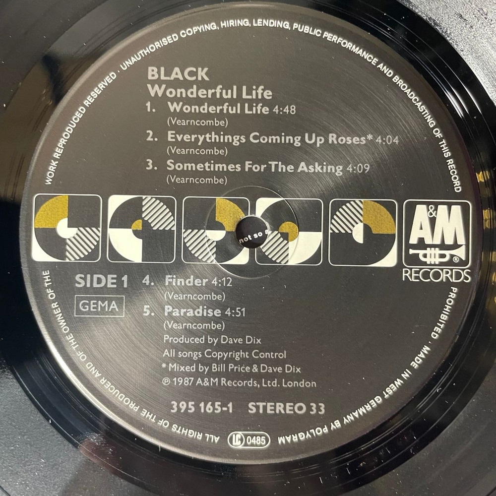Винтажная виниловая пластинка LP Black Wonderful Life (Германия 1987)
