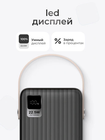 Дополнительный аккумулятор Gurdini Speed Series PD+LCD 22.5W GPPD-06B 60000 mAh Black