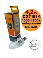 Светодиодная LED лампа С37 Е14 4,2W. свеча 3шт