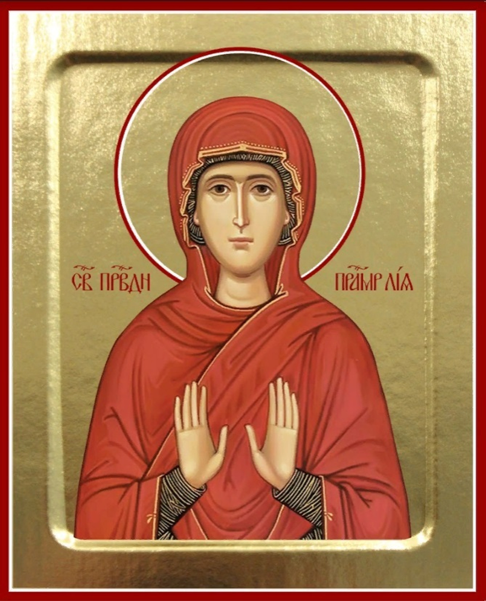 Икона Лии, праведной (в красном облачении) на дереве: 125 х 160 (Синопсисъ)