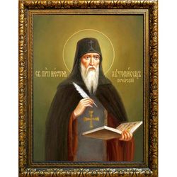 Нестор Летописец Печерский Преподобный. Икона на холсте.