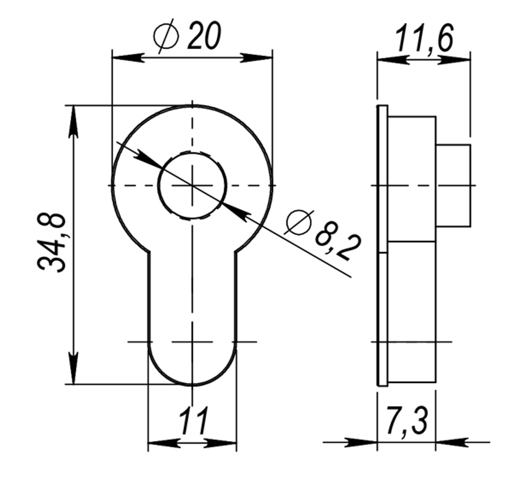 Вставка под шток ET.TANG.UNI (CYLINDER) AB-7 бронза
