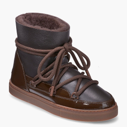 Высокие комбинированные кеды INUIKII Sneaker Gloss Brown на меху