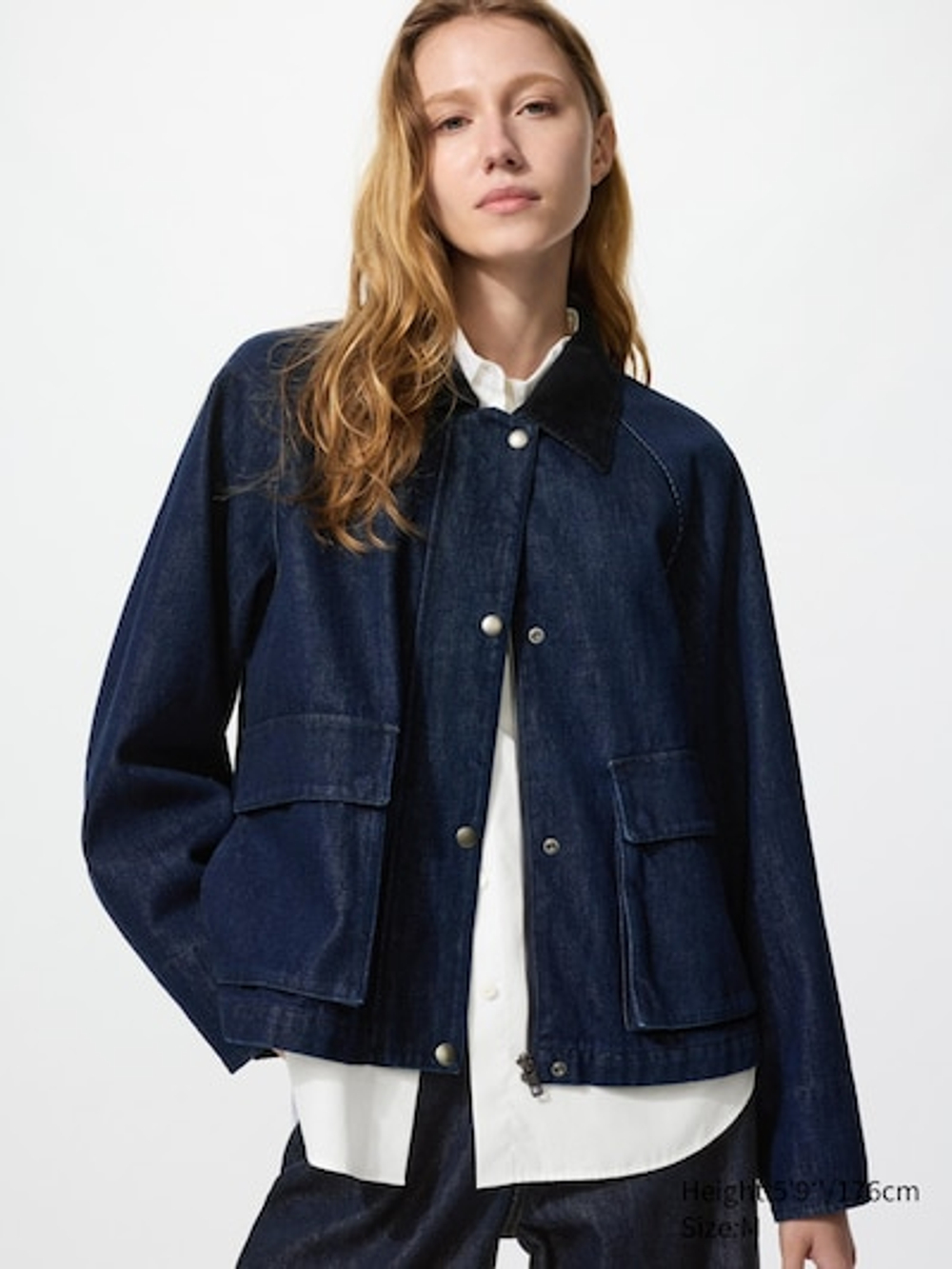 UNIQLO Короткая джинсовая куртка, темно-синий