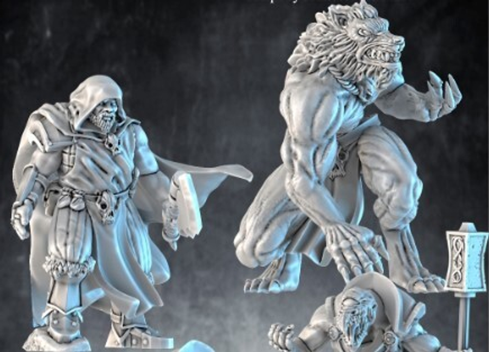 Grand Alliance Chaos Creatures of Chaos Skin Wolves Северянин Оборотень миниатюра для dnd, днд, pathfinder, фентези, Настольная игра, НРИ, Варгейм, РПГ