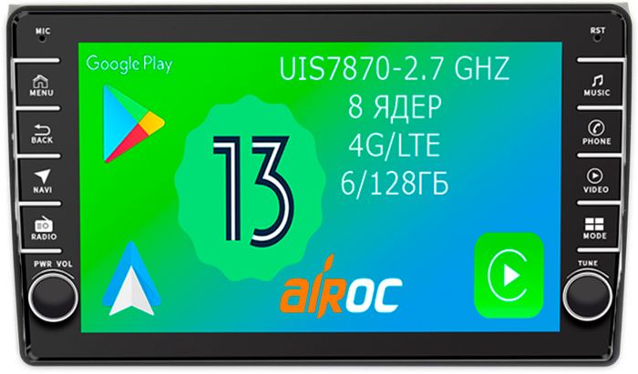 Магнитола для AUDI A4 2000-2008 (B6,B7) - Airoc AB-3604 (кнопки и крутилки), Android 13, Быстрая, SIM-слот, CarPlay