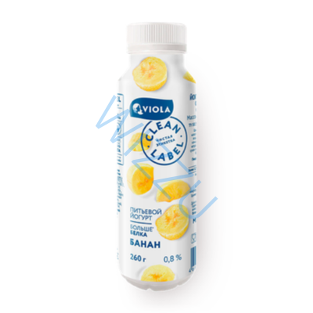 Йогурт питьевой Clean Label  с бананом. Массовая доля жира 0,8%, 260г