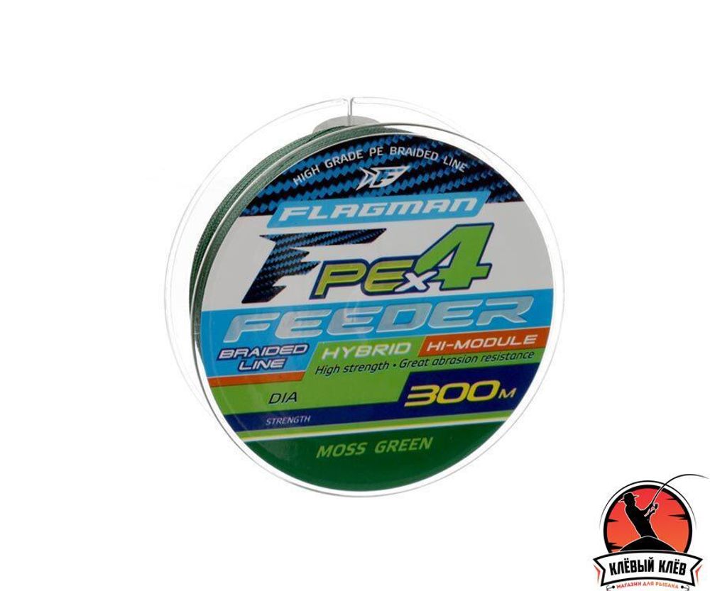 FLAGMAN Шнур PE Hybrid F4 Feeder 300м Moss Green 0,14мм 7,7кг 17lb