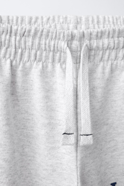 ZARA БРЮКИ WIDE LEG С ПРИНТОМ-НАДПИСЬЮ, СЕРЫЙ МЕЛАНЖ