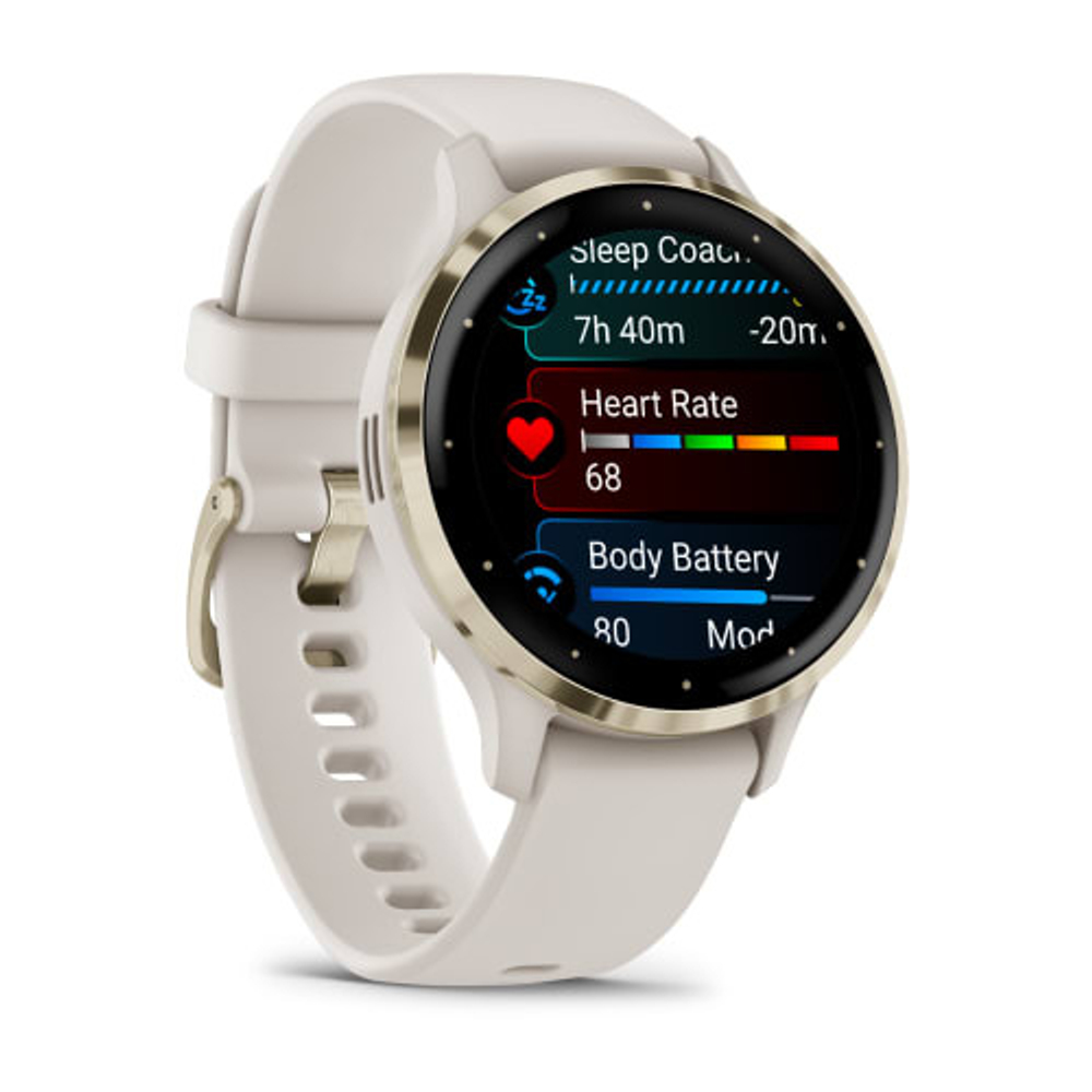 Часы Garmin Venu 3s цвета слоновой кости с золотистым безелем, 010-02785-04