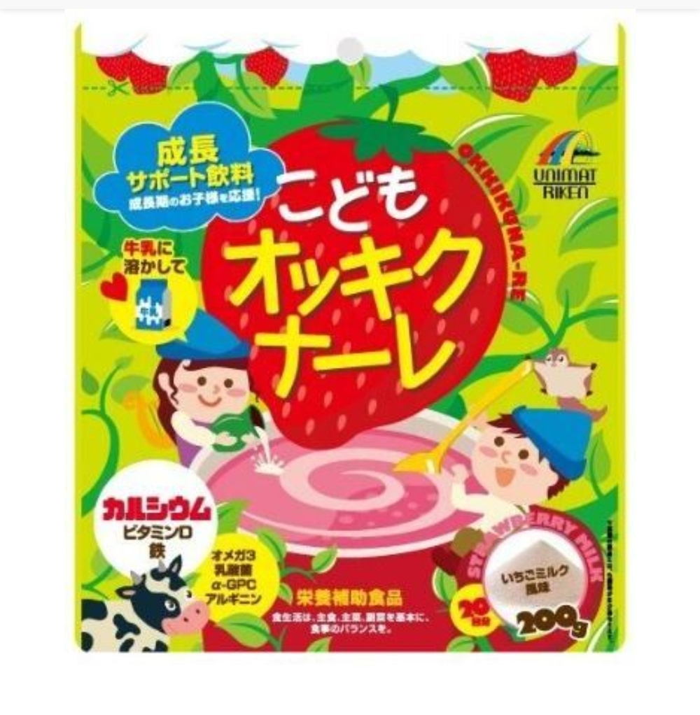 Unimat Riken Кальцийсодержащий напиток с витамином D, Омега-3, железом и GPC, вкус клубники 200 гр