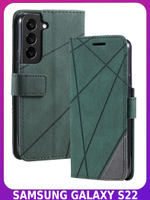 Дизайнерский чехол-книжка из кожи для SAMSUNG GALAXY S22 с отделом для наличных, 3 слотами для карт и подставкой