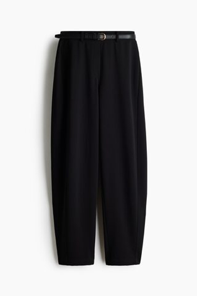 Брюки с бочкообразными штанинами и ремнём - H&M