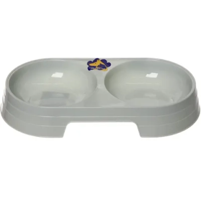 Миска пластиковая двойная, цвет оливковый, 23*12,2*3,5см