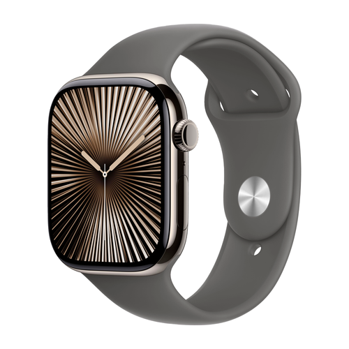 Умные часы Apple Watch Series 10 GPS + Cellular, 46mm, Natural Titanium Case with Sport Band M/L, Stone Gray (Черный)