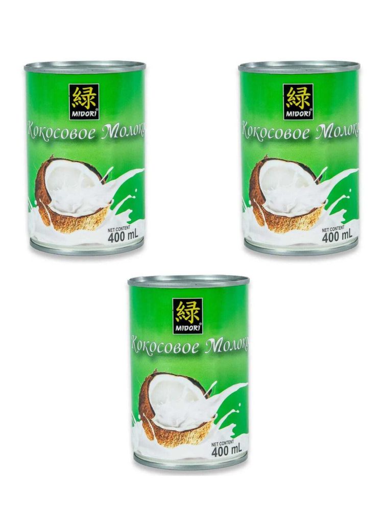 Кокосовое молоко Midori 7%, 400 мл, 3 шт