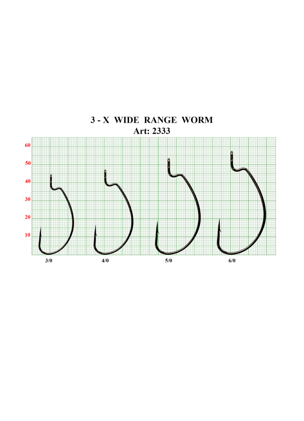 Крючок рыболовный Fish Crystal (офсет) 3-X WIDE RANGE WORM 2333 №6/0 (5 упаковок)