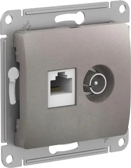 GLOSSA РОЗЕТКА двойная ТВ + компьютерная RJ45 кат. 5e, механизм, ПЛАТИНА