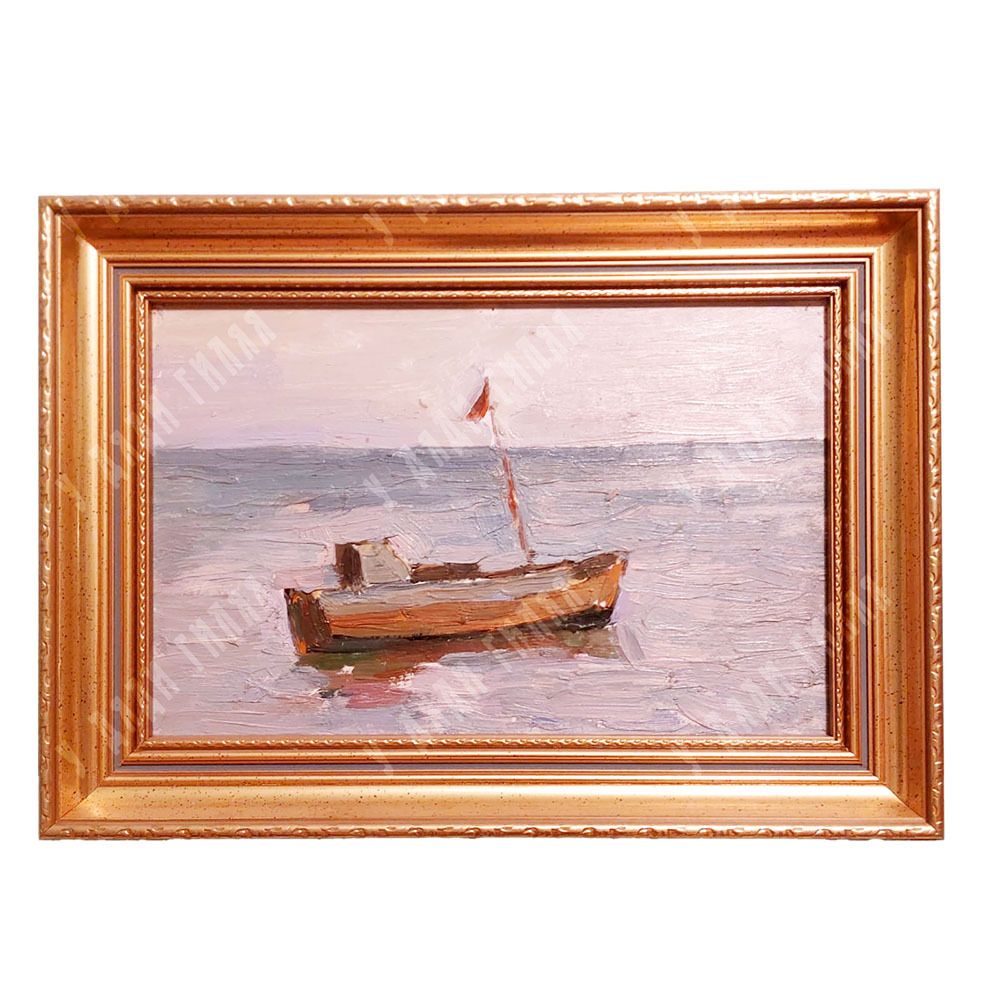 Динес Ю. С. Крым. Баркасик с флагом. Масло. 1955