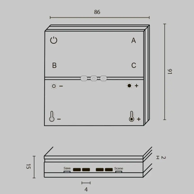 Беспроводная панель управления освещением Комбинированная (MIX), DRC034-8-B. TM Maytoni