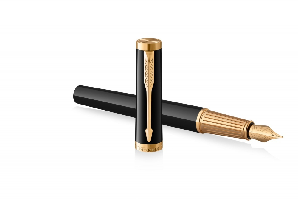 Перьевая ручка Parker "Ingenuity Black GT" перо: F, цвет чернил: blue/black, в подарочной упаковке.
