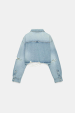 УКОРОЧЕННАЯ ДЖИНСОВАЯ КУРТКА-РУБАШКА TRF — ZARA