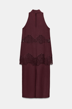 ПЛАТЬЕ МИДИ С ГОРЛОВИНОЙ ХАЛТЕР И ВЫШИВКОЙ — ZARA