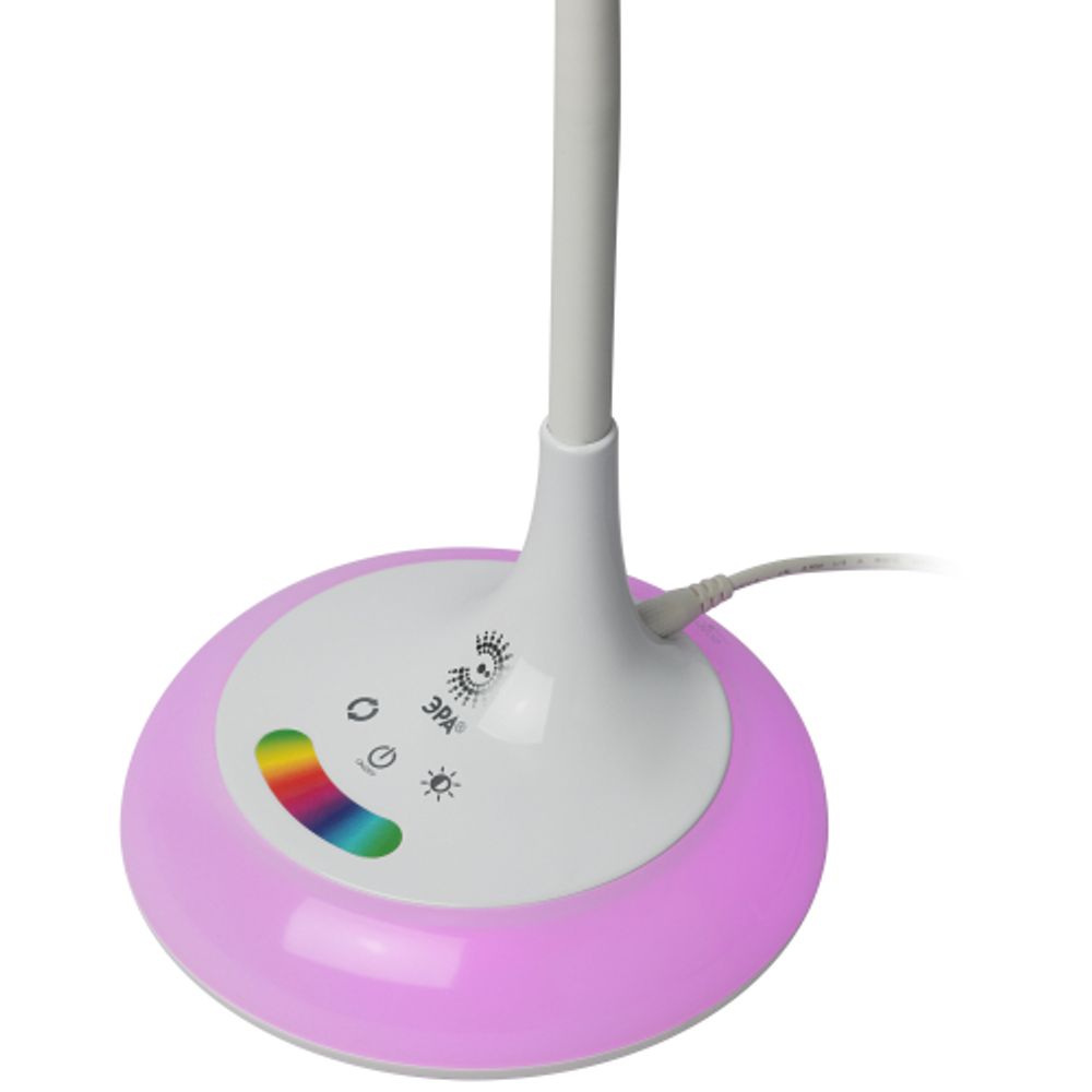 Настольный светильник ЭРА NLED-481-10W-W светодиодный с RGB ночником белый | Светодиодные настольные лампы