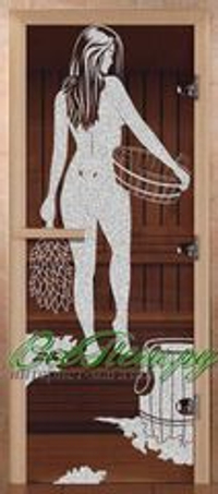 Дверь Банщица Бронза прозрачная 70х190см