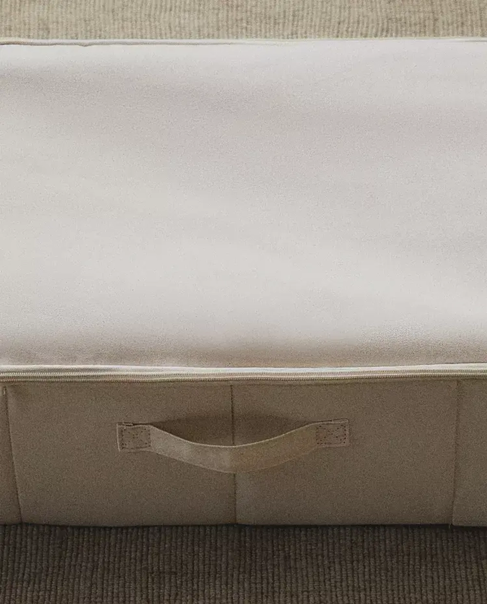 ZARA HOME СКЛАДНАЯ КОРОБКА ДЛЯ ХРАНЕНИЯ С КРЫШКОЙ, СВЕТЛО-БЕЖЕВЫЙ