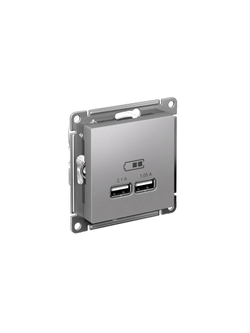 Розетка USB AtlasDesign тип A+A 5В 1х2.1А 2х1.05А механизм алюм. SE ATN000333