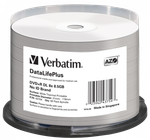 Оптический диск Verbatim DVD+R DL 8x 8,5GB DataLife Plus AZO Wide Thermal Printable no ID, Cake Box