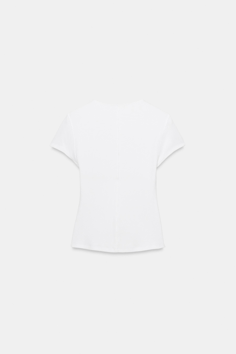 ZARA ФУТБОЛКА В РУБЧИК НА ПУГОВИЦАХ, БЕЛЫЙ