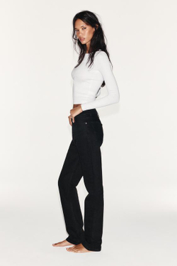 ZARA ДЖИНСЫ SLIM С ВЫСОКОЙ ПОСАДКОЙ TRF CONFORT, ЧЕРНЫЙ