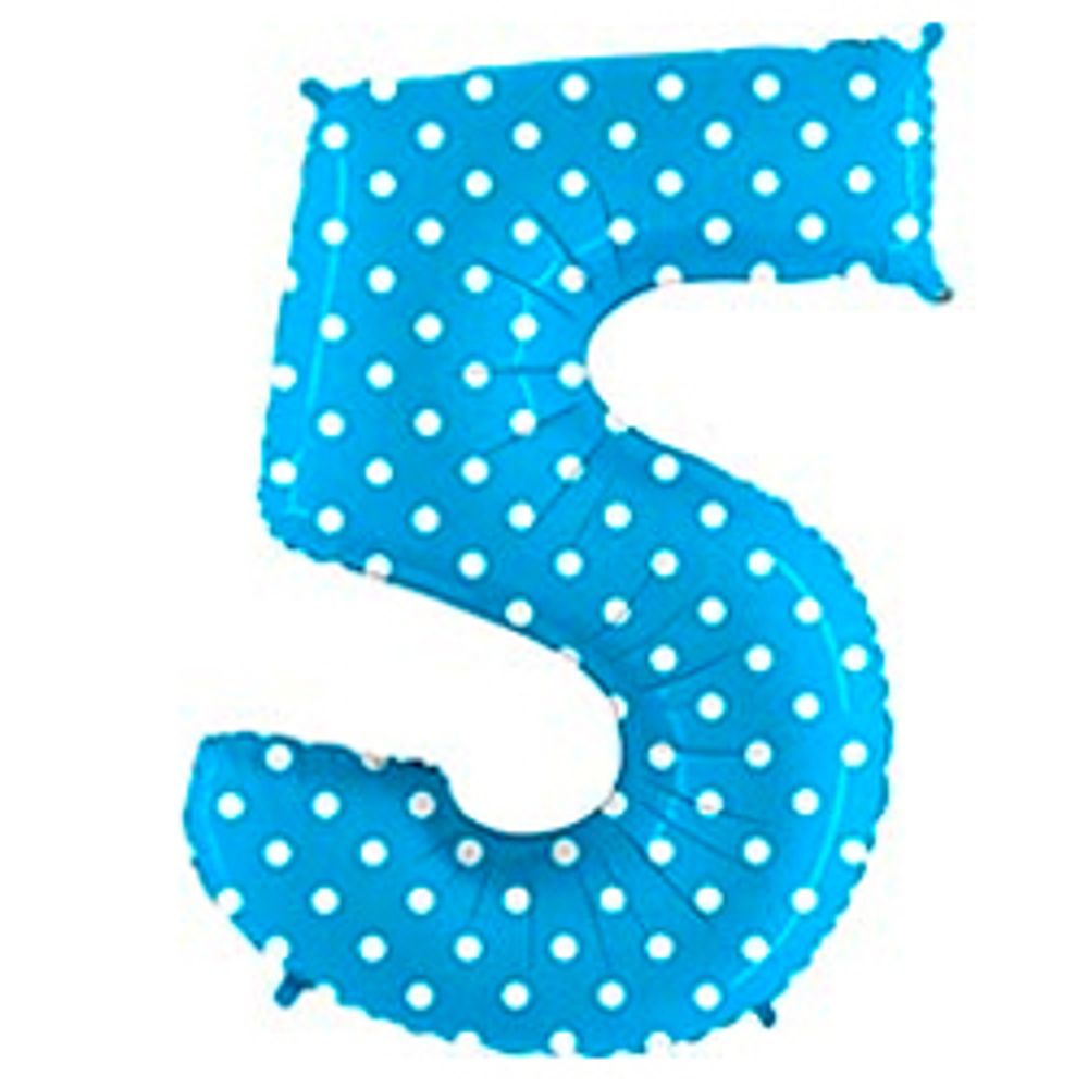 Цифра "5" горошек (голубой)